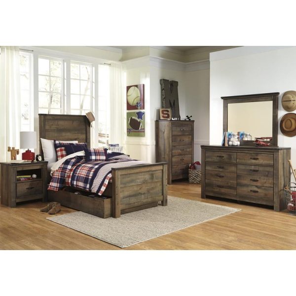 Signature Design by Ashley Trinell B446B8 Twin Panel Bed with 1 Large Storage Drawer Fashion