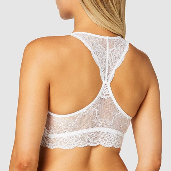 Iris & Lilly Bralette Encaje Mujer, Blanco Brillante, 40 Discount