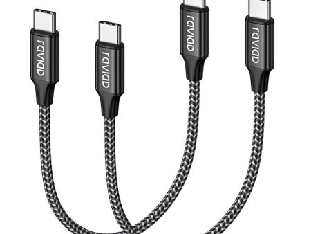 Raviad Cable USB C a USB C Corto [2Pack 0.3M], Cable Tipo C a Tipo C con Power Delivery 60W Carga Rapida para Samsung Galaxy S21   S20, Huawei P40   P30, OnePlus, Xperia, Google Pixel- Negro Embalaje Deteriorado Cheap