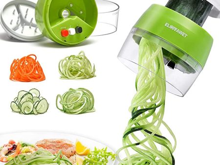 Cortador de Verdura, 4 en 1 Rallador de Verduras Calabacin Pasta Espiralizador Vegetal Veggetti Slicer Pepino, Espaguetis de Calabacin, Cortador Espiral Manual, Útiles de cocina prácticos Embalaje Deteriorado on Sale