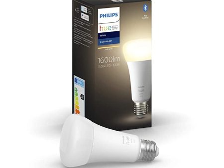 Philips Hue - Bombilla inteligente, E27, Luz cálida regulable, 15.5W, Compatible con Alexa y Google Home - Pack de 1 Bombilla LED inteligente Embalaje Deteriorado For Discount