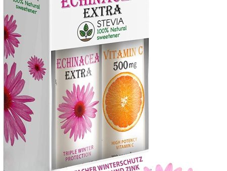 Immune System Trio: Echinacea + Vitamina C y Zinc - 24 Tabletas Efervescentes + 20 Tabletas - Alta Disponibilidad Orgánica - Endulzado con Stevia 100% - Vegano, Halal y sin Lactosa Supply